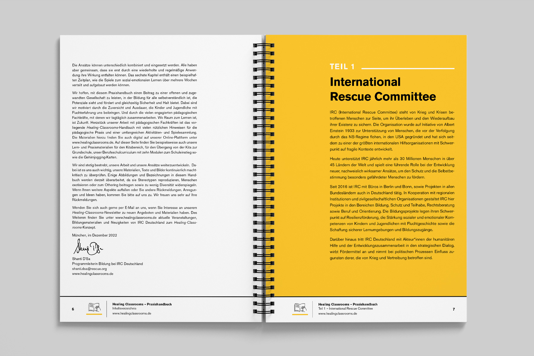 Übersichtlicher Aufmacher zur Selbstdarstellung des International Rescue Committee (IRC) mit klarer Typografie.