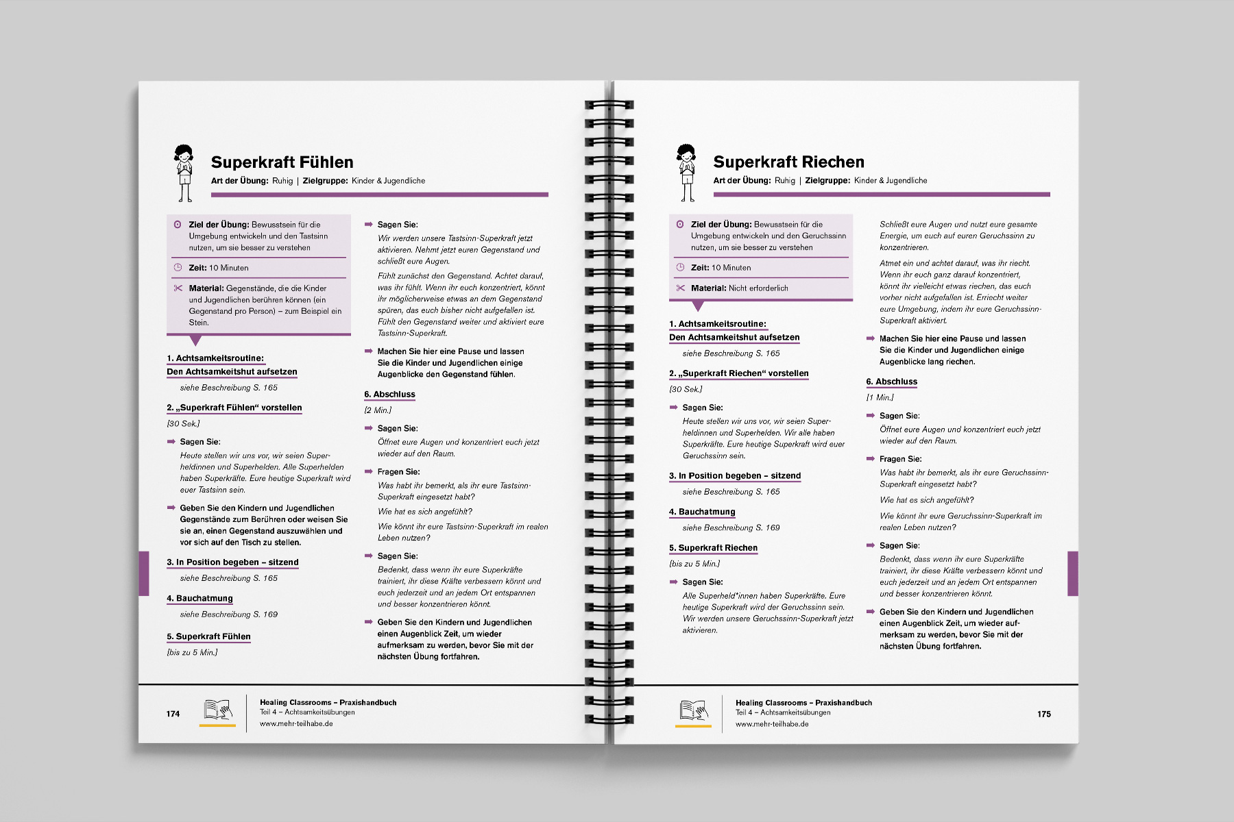 Lern- und Übungsseite mit klarer typografischer Struktur für den Einsatz im Unterricht. Farbliche Akzente, Gliederungselemente und ein durchdachtes Layout verhindern den Verlust des roten Fadens während des Unterrichts. Die intuitive Leseführung unterstützt schnelles Erfassen und erleichtert die praktische Anwendung. Professionelles Editorial Design für NGOs, Bildungseinrichtungen und Fachverlage.